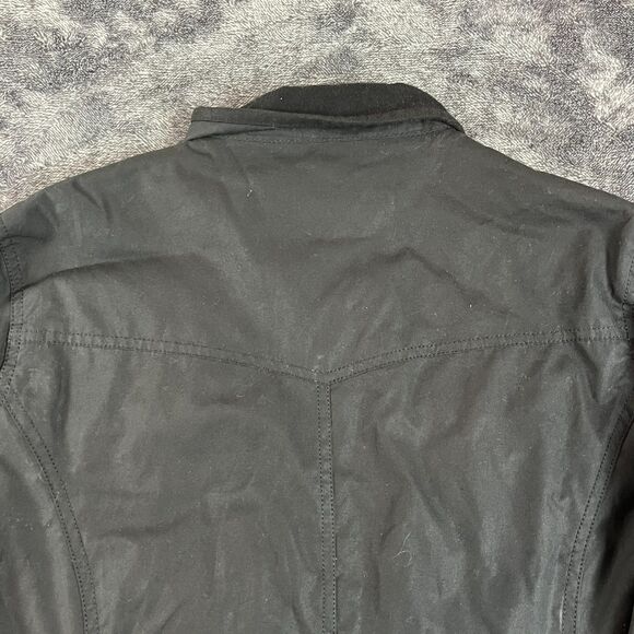 Barbour Waxed Cotton Full Zip Mock Neck Jacket Black Utility Tartan Lined 10 - Picture 12 of 15